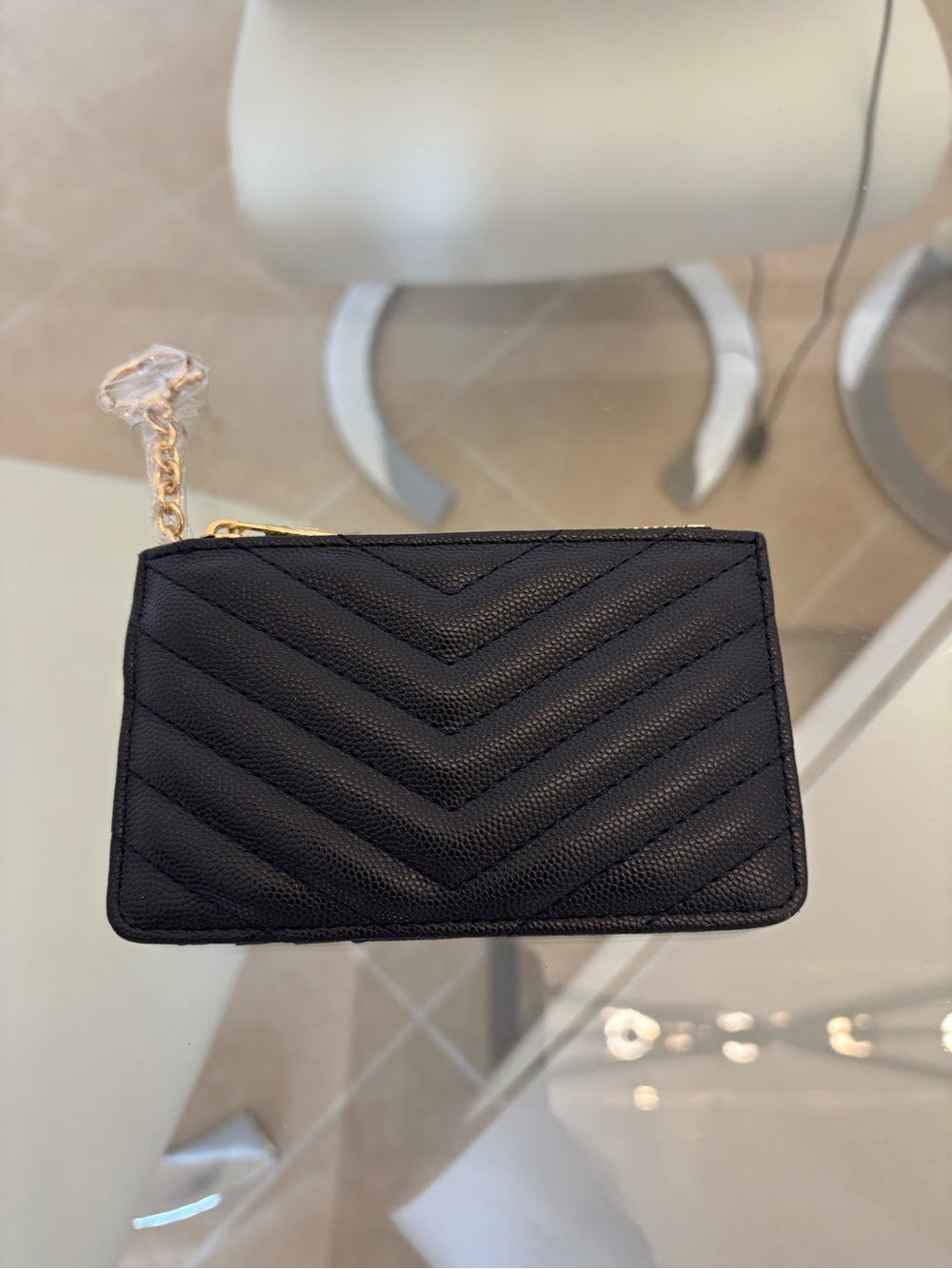 Quilted Navy Card Case Wallet